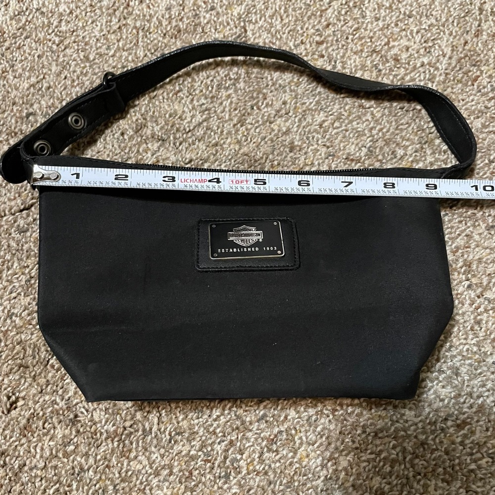 Harley Davidson Black Nylon Cosmetic Travel Pouch Bag EST 1903 Logo
